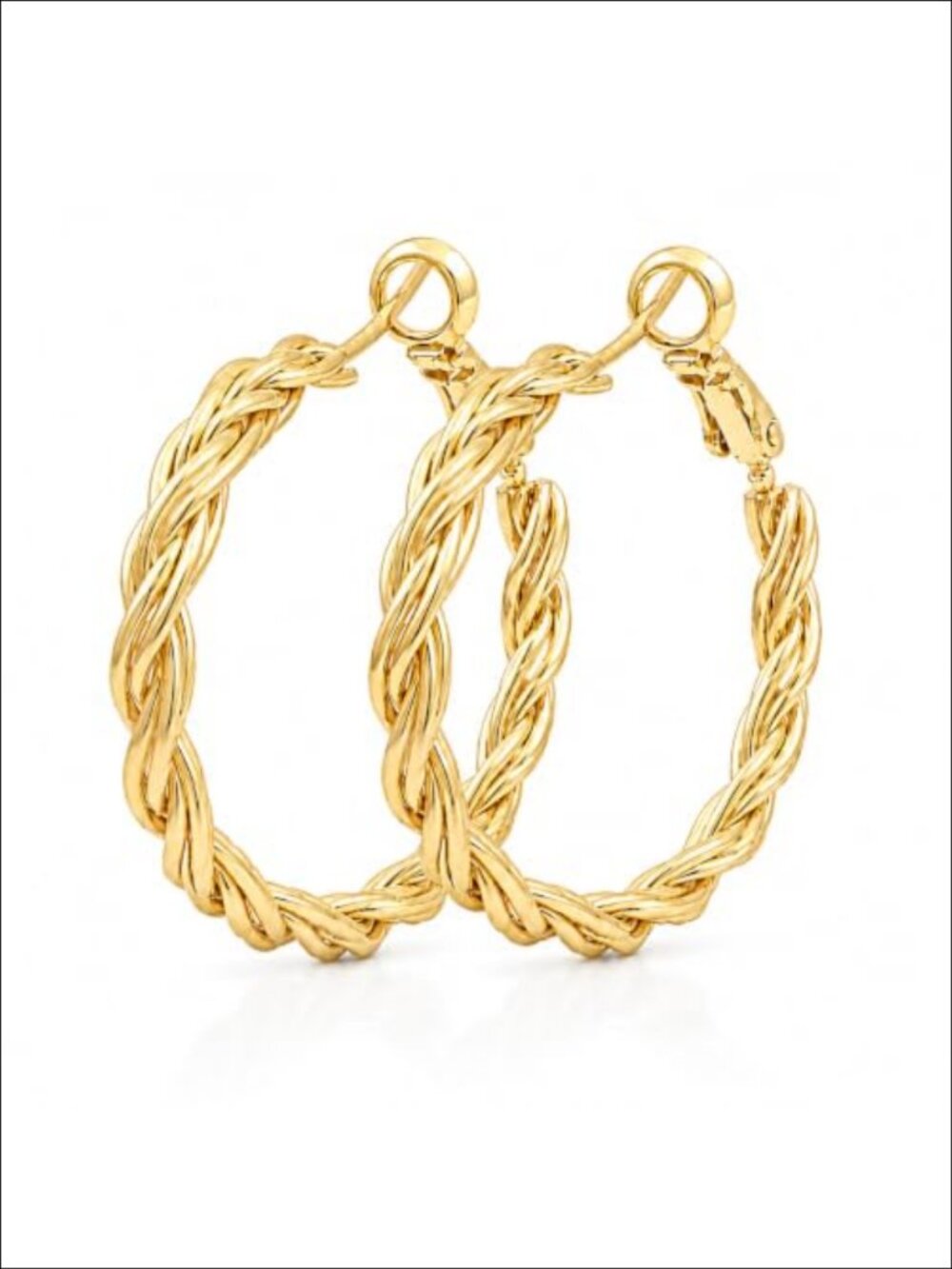 14K Gold Plated Hoop Earrings - Twisted Design, Hypoallergenic, Lightweight